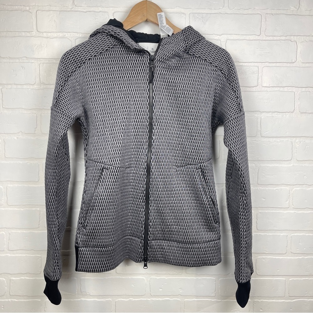 Adidas Reigning Champ WOMEN'S Hooded Zip-Up Jacket black gray size XS casual
